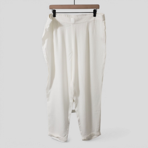 Soft Surroundings Ivory Viscose Wool Pull On Pants XL Cuffed Lightweight Comfort - Picture 1 of 12